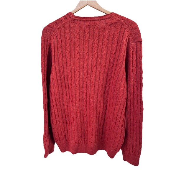 Women's Barbour Wool Cotton Chunky Cable Knit Sweater Sz XL Orange Pullover - Picture 3 of 6